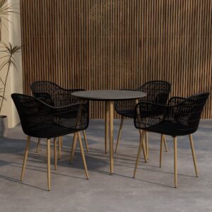Anafi – Ensemble repas – Table : ⌀80cm, Chaise : 60 x 85 x 60 cm