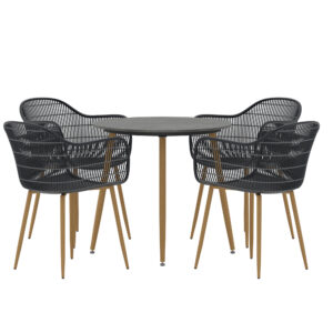 Anafi – Ensemble repas – Table : ⌀80cm, Chaise : 60 x 85 x 60 cm