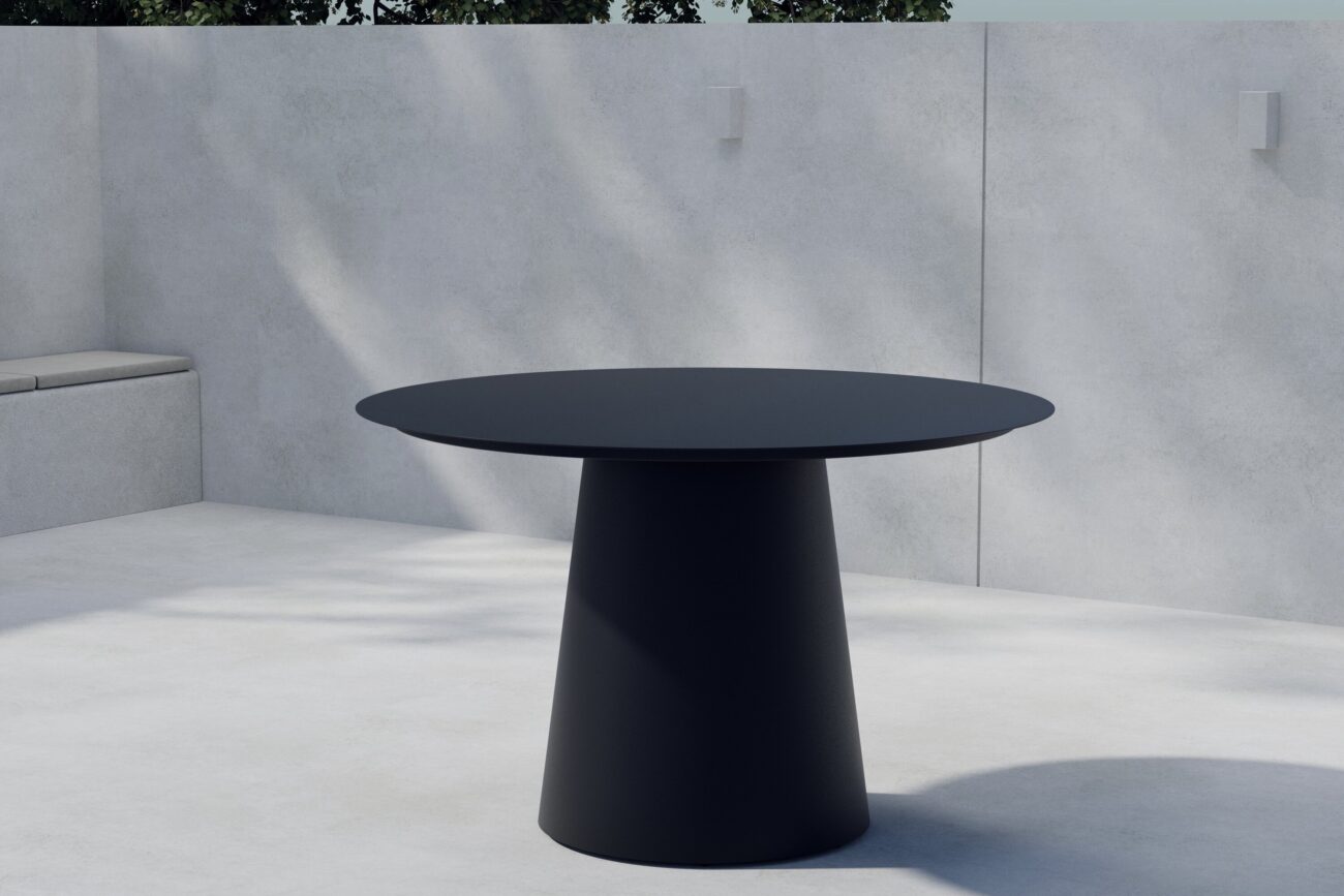 Lanzo – Table à manger ronde – Noir – ø120 cm