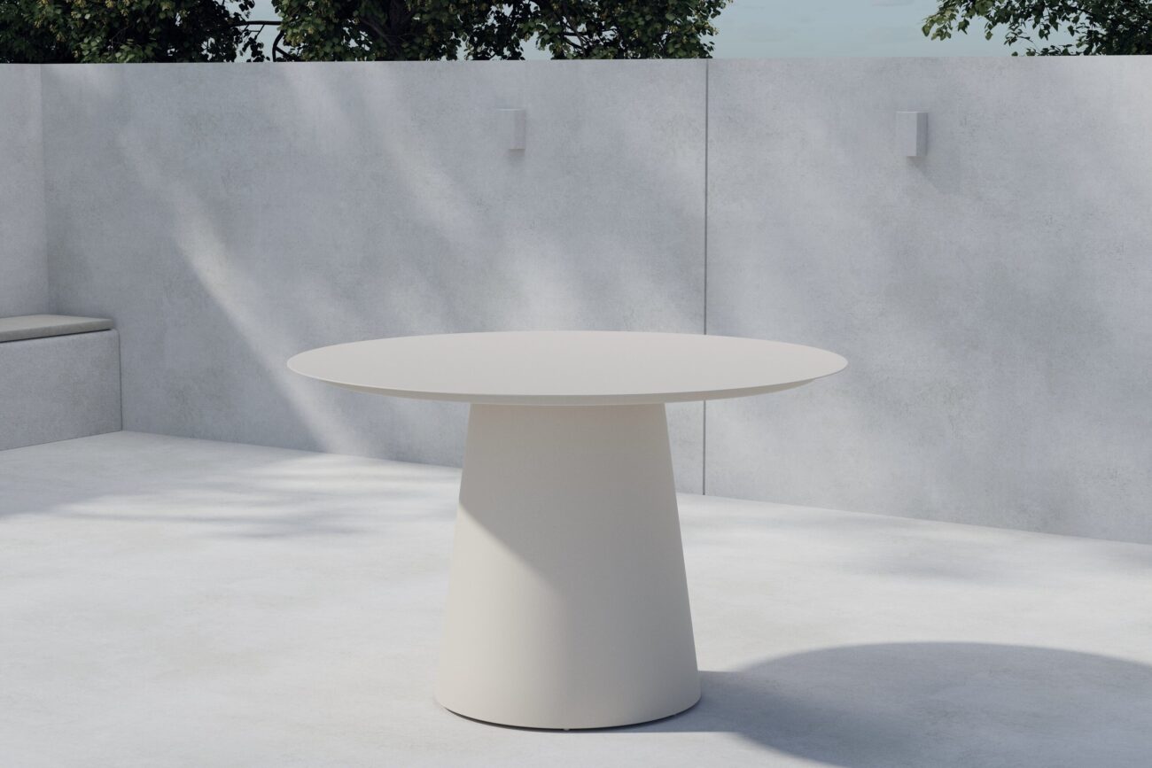 Lanzo – Table à manger ronde – Beige – ø120 cm