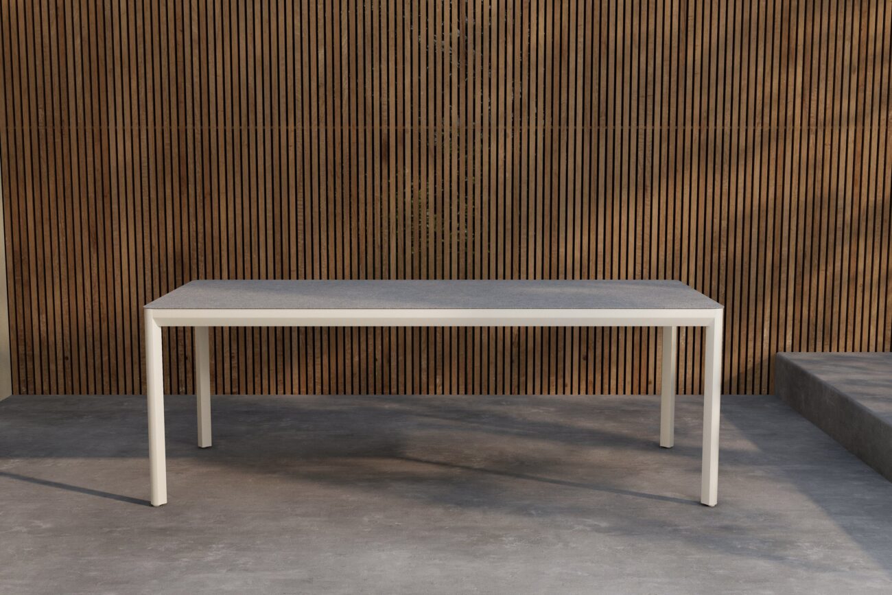 Lino – Table à manger rectangulaire – Beige, Gris clair – 220 x 100 cm