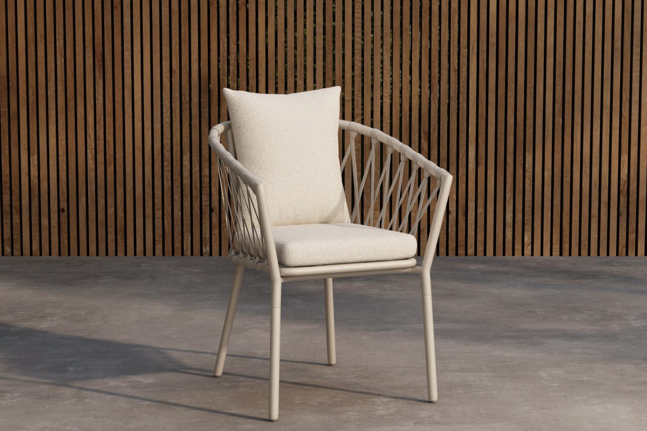 Linos – Chaise de salle à manger – Beige, Blanc – 60 x 58 x 75 cm