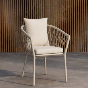 Linos – Chaise de salle à manger – Beige, Blanc – 60 x 58 x 75 cm
