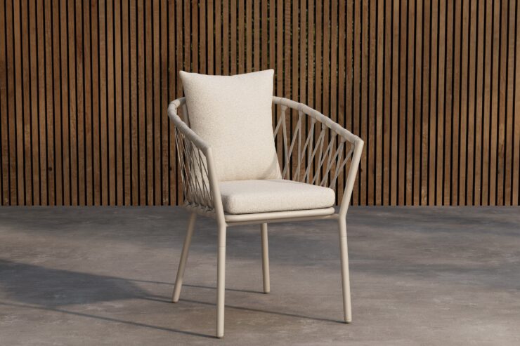 Linos – Chaise de salle à manger – Beige, Blanc – 60 x 58 x 75 cm