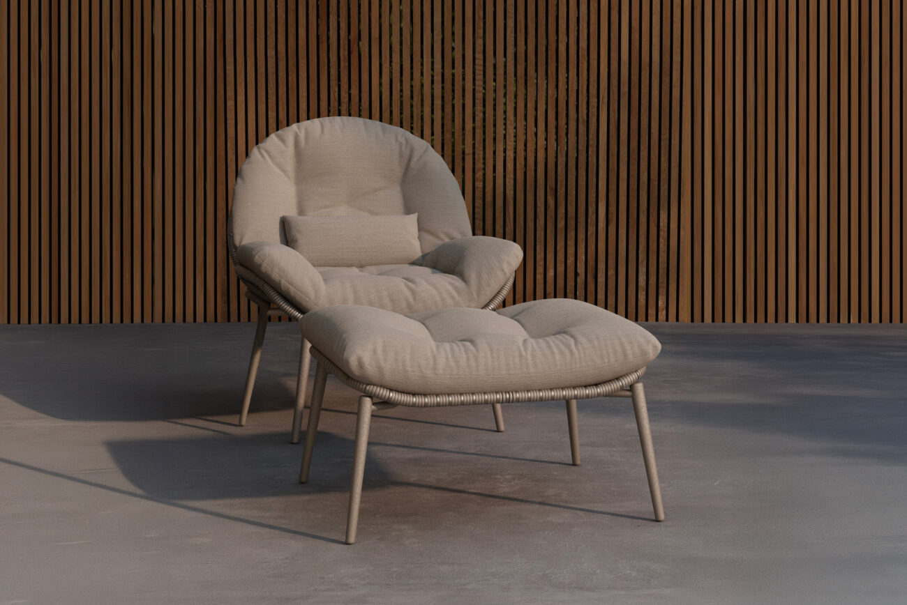Cala – Fauteuil lounge – Beige – 87 x 93 x 87 cm