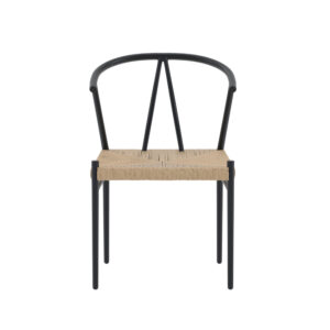 Alfons – Chaise de salle à manger – Noir, Naturel – 58 x 74 x 55 cm