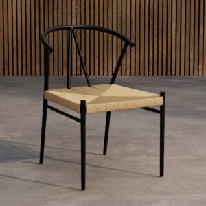 Alfons – Chaise de salle à manger – Noir, Naturel – 58 x 74 x 55 cm