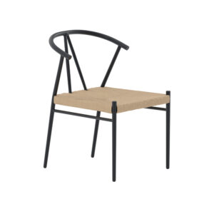 Alfons – Chaise de salle à manger – Noir, Naturel – 58 x 74 x 55 cm