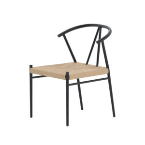 Alfons – Chaise de salle à manger – Noir, Naturel – 58 x 74 x 55 cm