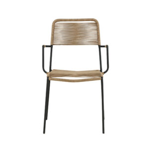 Lindos – Fauteuil lounge – Noir, Marron – 66 x 55 x 85 cm