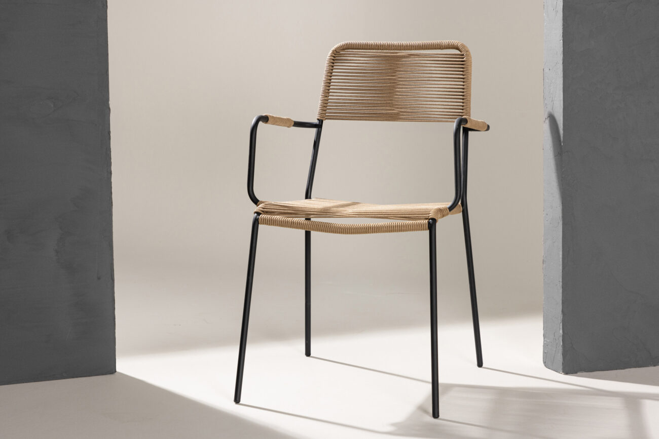 Lindos – Fauteuil lounge – Noir, Marron – 66 x 55 x 85 cm