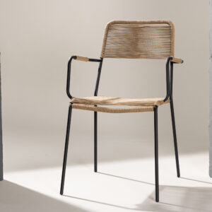 Lindos – Fauteuil lounge – Noir, Marron – 66 x 55 x 85 cm