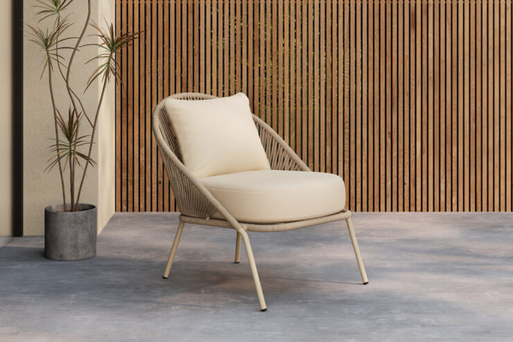 Lindos – Fauteuil lounge – Beige – 81 x 74 x 77 cm