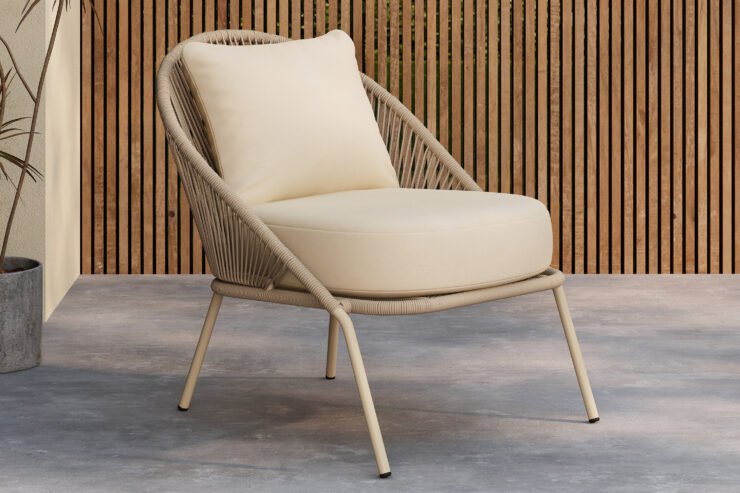 Lindos – Fauteuil lounge – Beige – 81 x 74 x 77 cm
