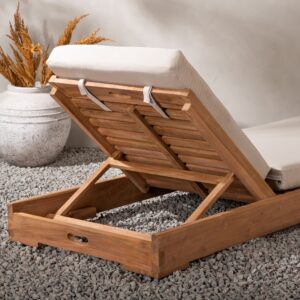 Sunbed – Bain de soleil – Naturel, Beige – 200 x 70 x 14 cm