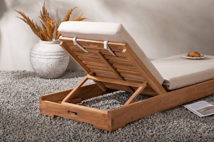 Sunbed – Bain de soleil – Naturel, Beige – 200 x 70 x 14 cm