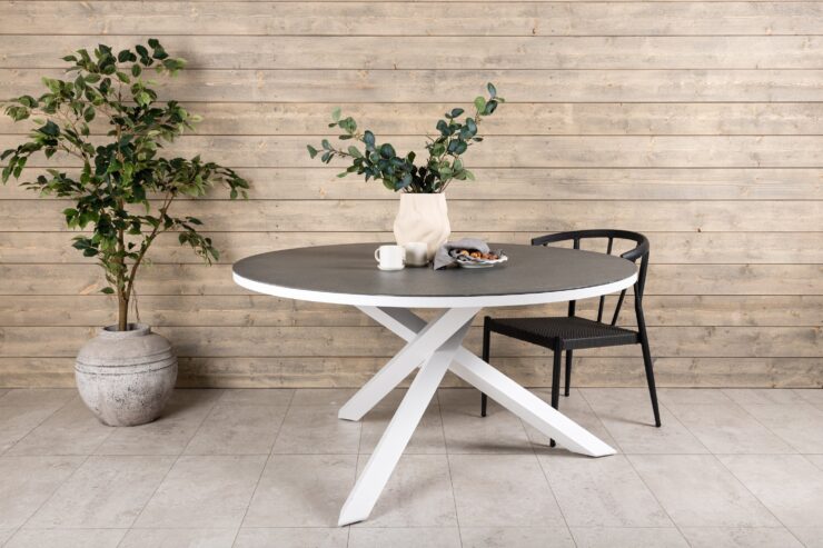 Copacabana – Table à manger ronde – Gris, Blanc – ø120 cm