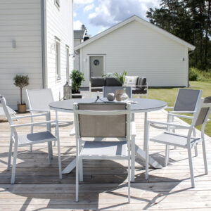 Copacabana – Table à manger ronde – Gris, Blanc – ø120 cm