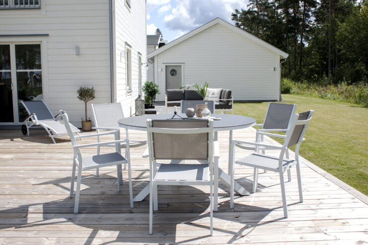 Copacabana – Table à manger ronde – Gris, Blanc – ø120 cm