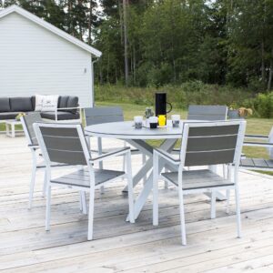 Copacabana – Table à manger ronde – Gris, Blanc – ø120 cm