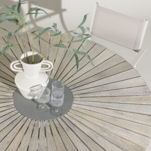 Rives – Table à manger ronde – Blanchi, Gris – ⌀150 cm