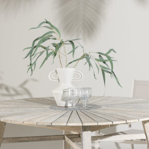 Rives – Table à manger ronde – Blanchi, Gris – ⌀150 cm