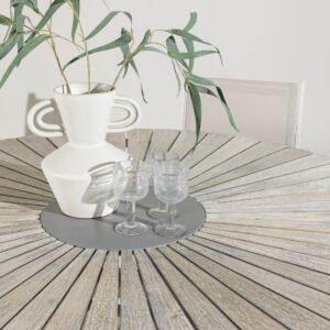 Rives – Table à manger ronde – Blanchi, Gris – ⌀150 cm