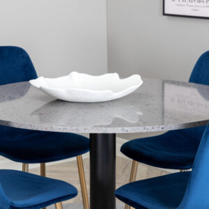 Razzia, Polar – Ensemble repas rond – Gris – Table : ⌀106 Chaise : 52 x 86 x 44 cm