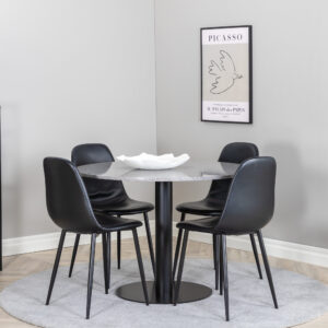 Razzia, Polar – Ensemble repas rond – Gris – Table : ⌀106 Chaise : 43 x 85,3 x 43,5 cm