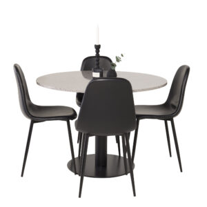 Razzia, Polar – Ensemble repas rond – Gris – Table : ⌀106 Chaise : 43 x 85,3 x 43,5 cm