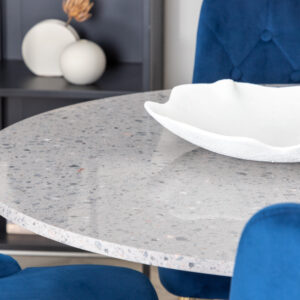 Razzia, Velvet Deluxe – Ensemble repas rond – Gris – Table : ⌀106 Chaise : 66 x 88,5 x 50 cm