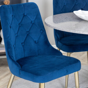 Razzia, Velvet Deluxe – Ensemble repas rond – Gris – Table : ⌀106 Chaise : 66 x 88,5 x 50 cm