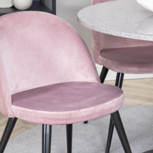 Razzia, Velvet – Ensemble repas rond – Gris – Table : ⌀106 Chaise : 57 x 76,5 x 50 cm