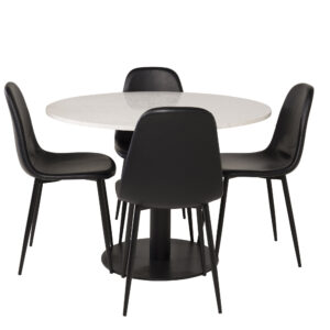 Razzia, Polar – Ensemble repas rond – Blanc – Table : ⌀106 Chaise : 43 x 85,3 x 43,5 cm