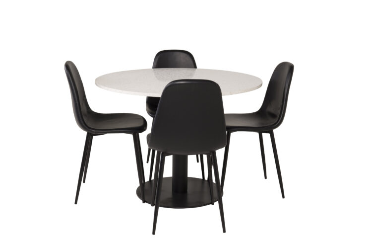 Razzia, Polar – Ensemble repas rond – Blanc – Table : ⌀106 Chaise : 43 x 85,3 x 43,5 cm