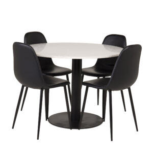 Razzia, Polar – Ensemble repas rond – Blanc – Table : ⌀106 Chaise : 43 x 85,3 x 43,5 cm