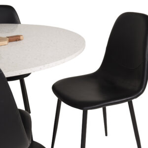 Razzia, Polar – Ensemble repas rond – Blanc – Table : ⌀106 Chaise : 43 x 85,3 x 43,5 cm