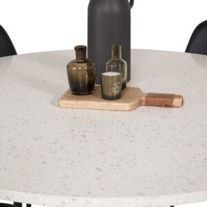 Razzia, Polar – Ensemble repas rond – Blanc – Table : ⌀106 Chaise : 43 x 85,3 x 43,5 cm