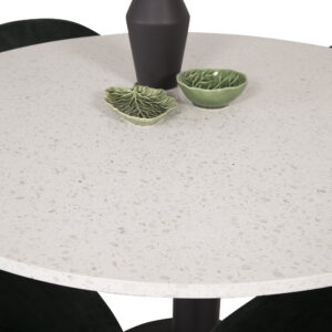 Razzia, Velvet – Ensemble repas rond – Blanc – Table : ⌀106 Chaise : 57 x 76,5 x 50 cm