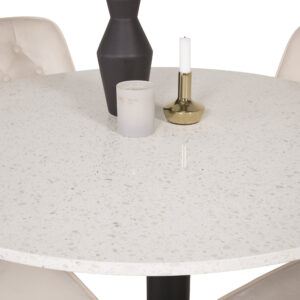 Razzia, Velvet Deluxe – Ensemble repas rond – Blanc – Table : ⌀106 Chaise : 66 x 88,5 x 50 cm