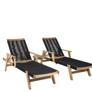 Little John, Chania – Salon lounge – Naturel – Table : ⌀40 Chaise : 73 x 35 x 200 cm