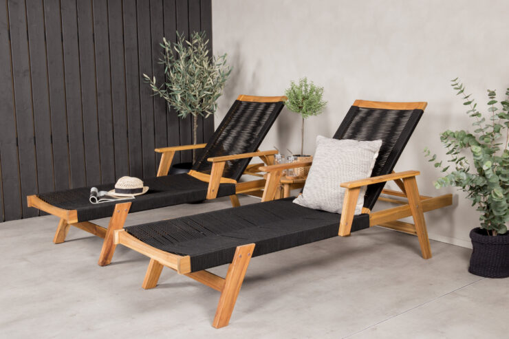 Little John, Chania – Salon lounge – Naturel – Table : ⌀40 Chaise : 73 x 35 x 200 cm