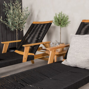 Little John, Chania – Salon lounge – Naturel – Table : ⌀40 Chaise : 73 x 35 x 200 cm