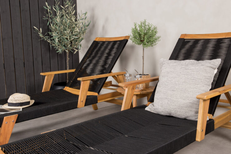 Little John, Chania – Salon lounge – Naturel – Table : ⌀40 Chaise : 73 x 35 x 200 cm