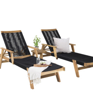 Little John, Chania – Salon lounge – Naturel – Table : ⌀40 Chaise : 73 x 35 x 200 cm