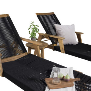 Little John, Chania – Salon lounge – Naturel – Table : ⌀40 Chaise : 73 x 35 x 200 cm
