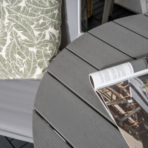 Parma, Copacabana – Ensemble repas – Blanc – Table : ⌀90 Chaise : 65 x 110 x 56,5 cm