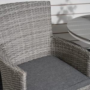 Parma, Malin – Ensemble repas – Blanc – Table : ⌀90 Chaise : 65 x 92 x 58 cm