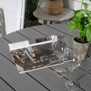 Parma, Albany – Ensemble repas – Blanc – Table : ⌀90 Chaise : 73 x 110 x 59 cm