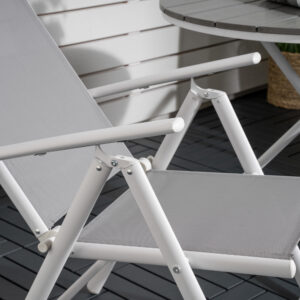 Parma, Break – Ensemble repas – Blanc – Table : ⌀90 Chaise : 62 x 107,5 x 55 cm